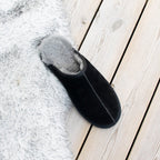Minfot Fårskinnstofflor Slip-on Orust med sula Svart