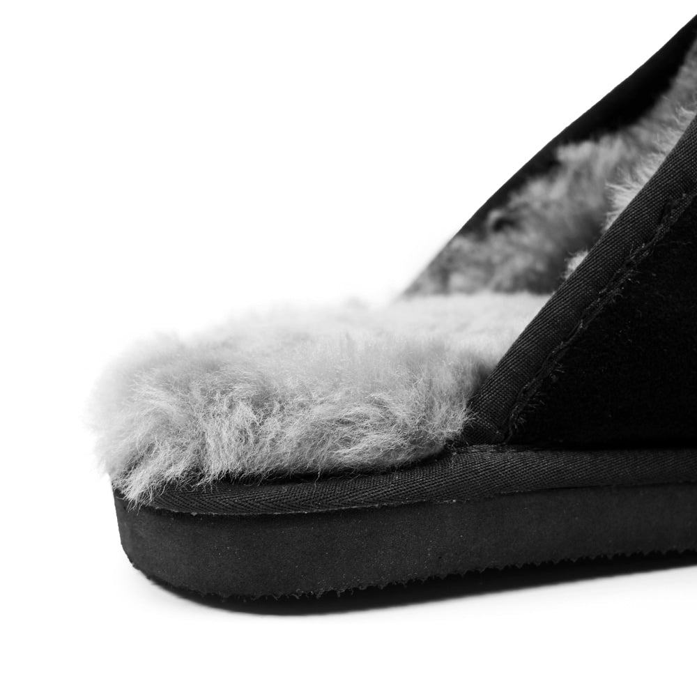 Minfot Fårskinnstofflor Slip-on Orust med sula Svart