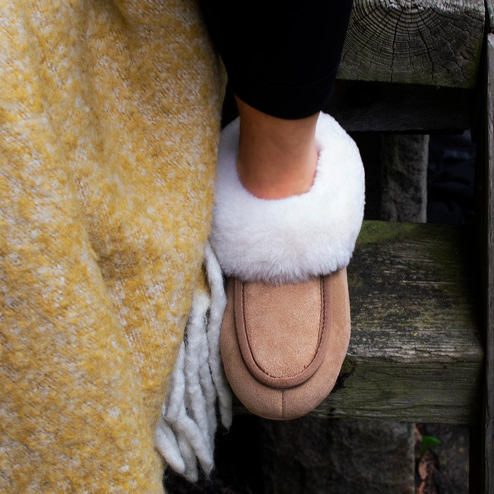 Minfot Fårskinnstofflor Sunne Chestnut Mocka