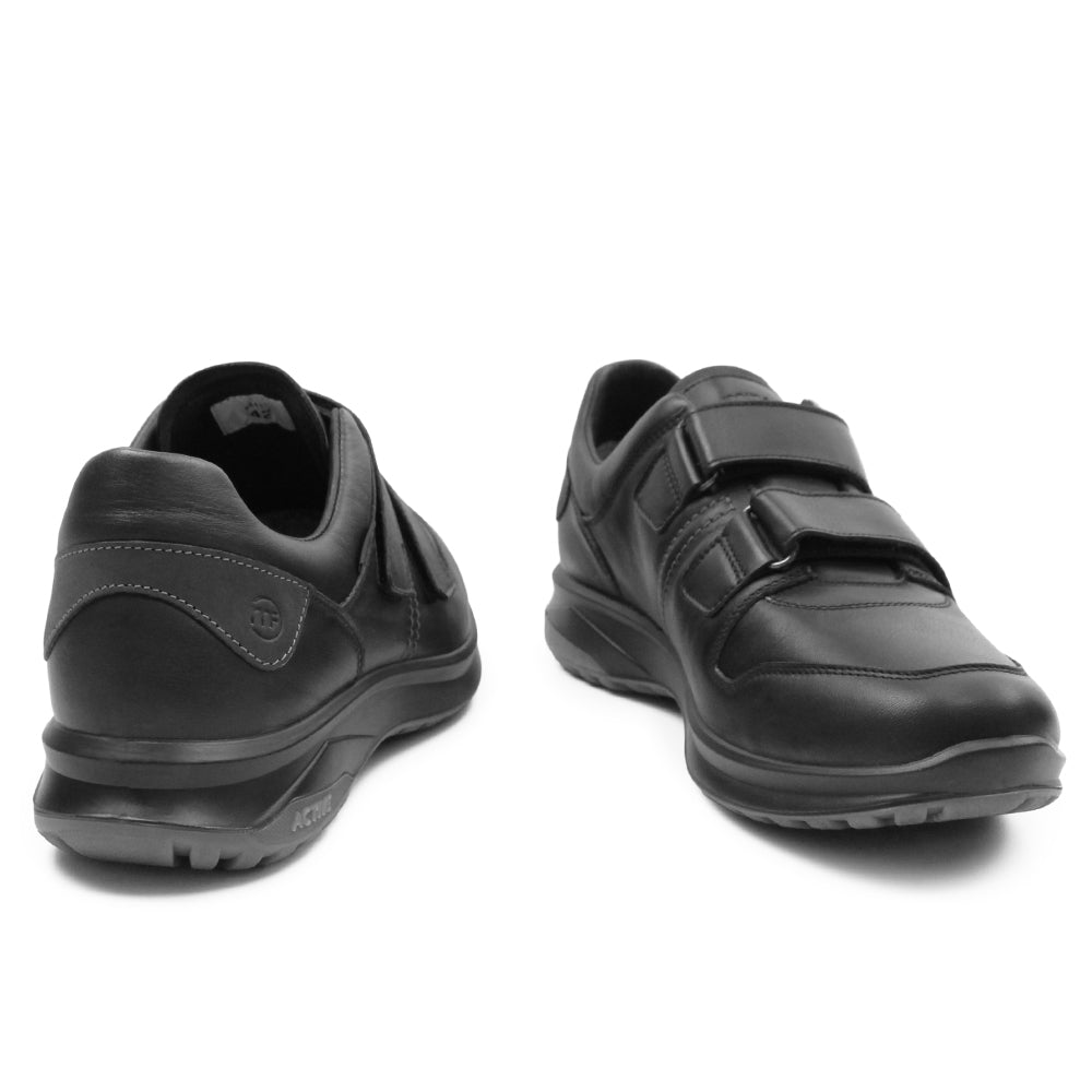 Minfot Grip Skor med Kardborre Herr Vattenavvisande TEX Skinn Svart