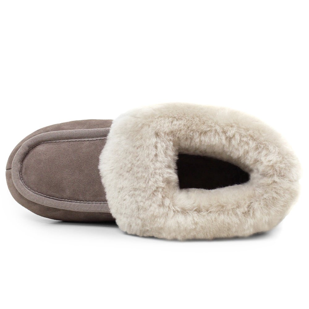 Minfot Fårskinnstofflor Hemse med sula Taupe