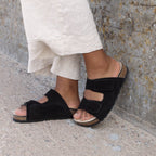 Minfot Lova Sandaler Dam Mocka Hallux Valgus Primo Soft Svart
