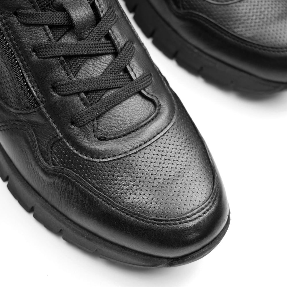 Minfot Max Comfort Sneakers Zip Skinn Svart