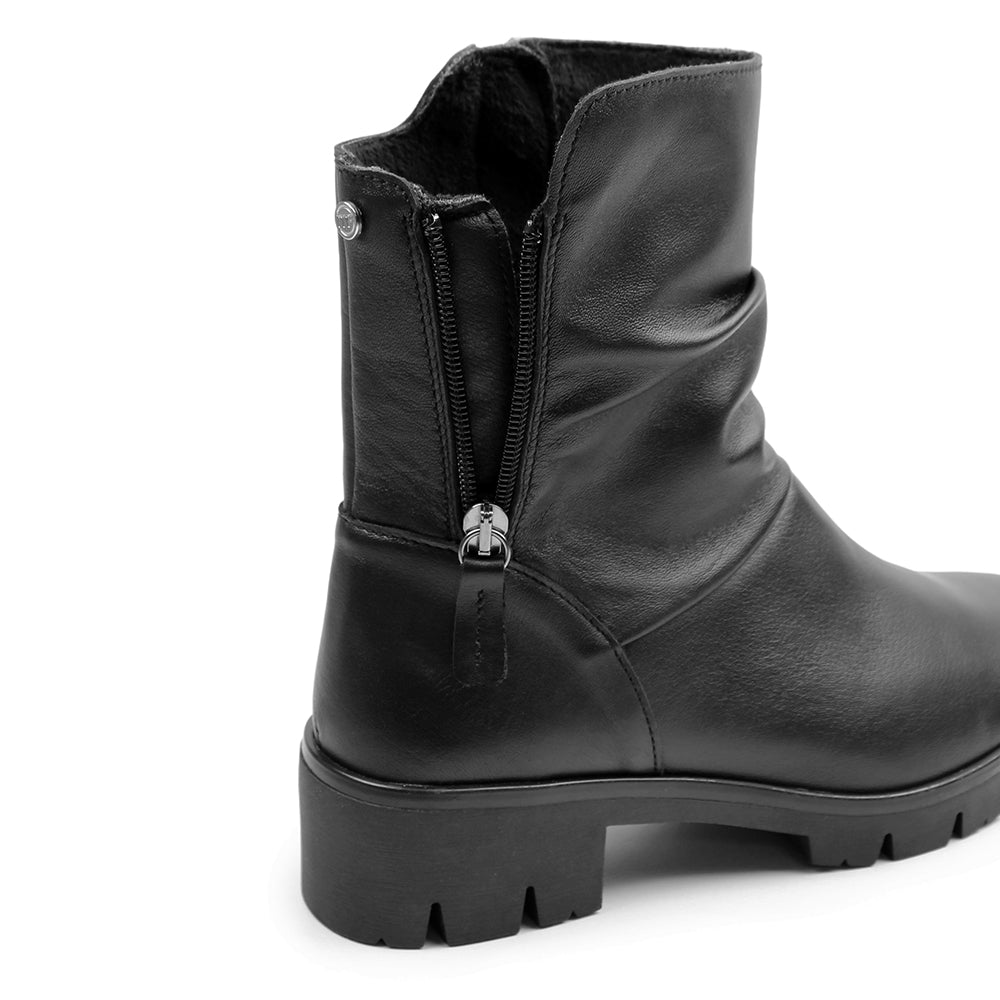 Minfot Noa Boots med låg klack Zip Stretch Läder Svart