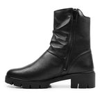 Minfot Noa Boots med låg klack Zip Stretch Läder Svart