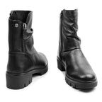 Minfot Noa Boots med låg klack Zip Stretch Läder Svart
