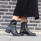 Minfot Noa Boots med låg klack Zip Stretch Läder Svart