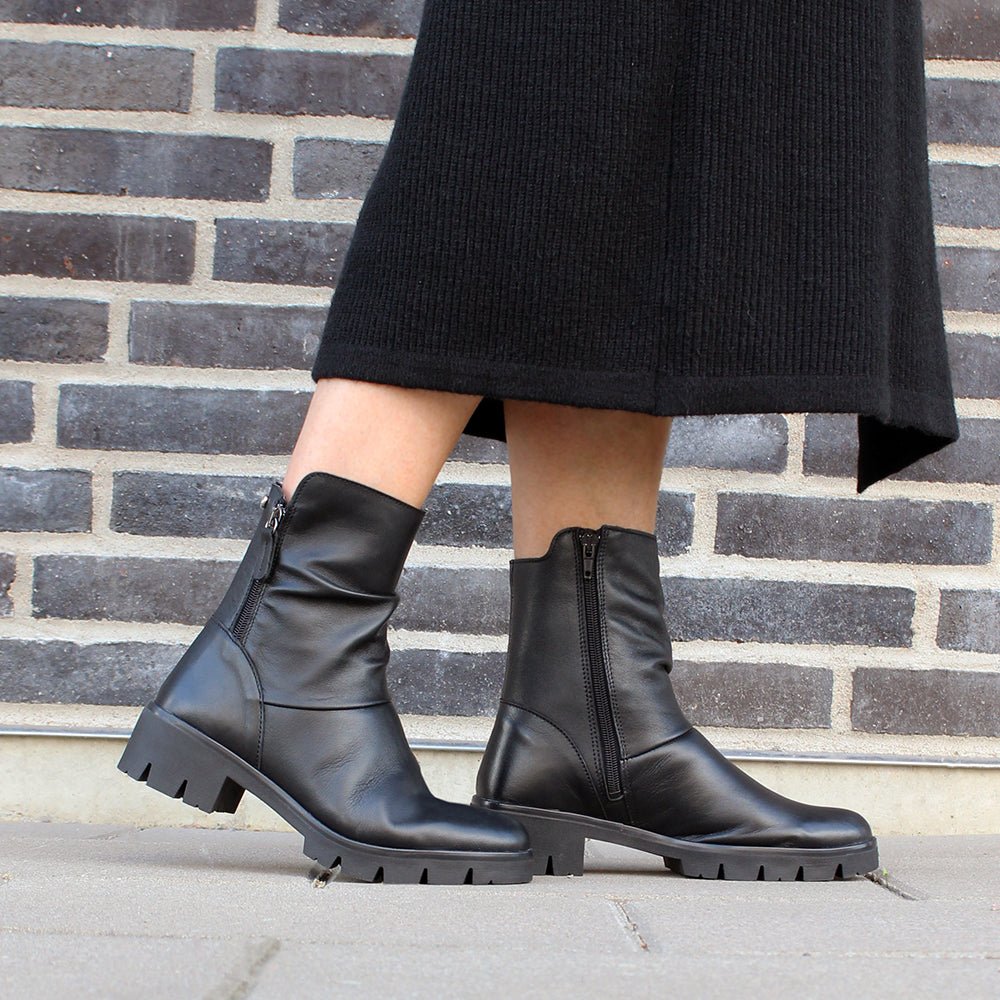 Produktbild 2 - Minfot Noa Boots med låg klack Zip Stretch Läder Svart