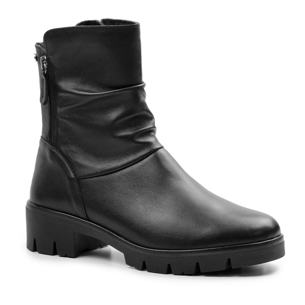 Minfot Noa Boots med låg klack Zip Stretch Läder Svart