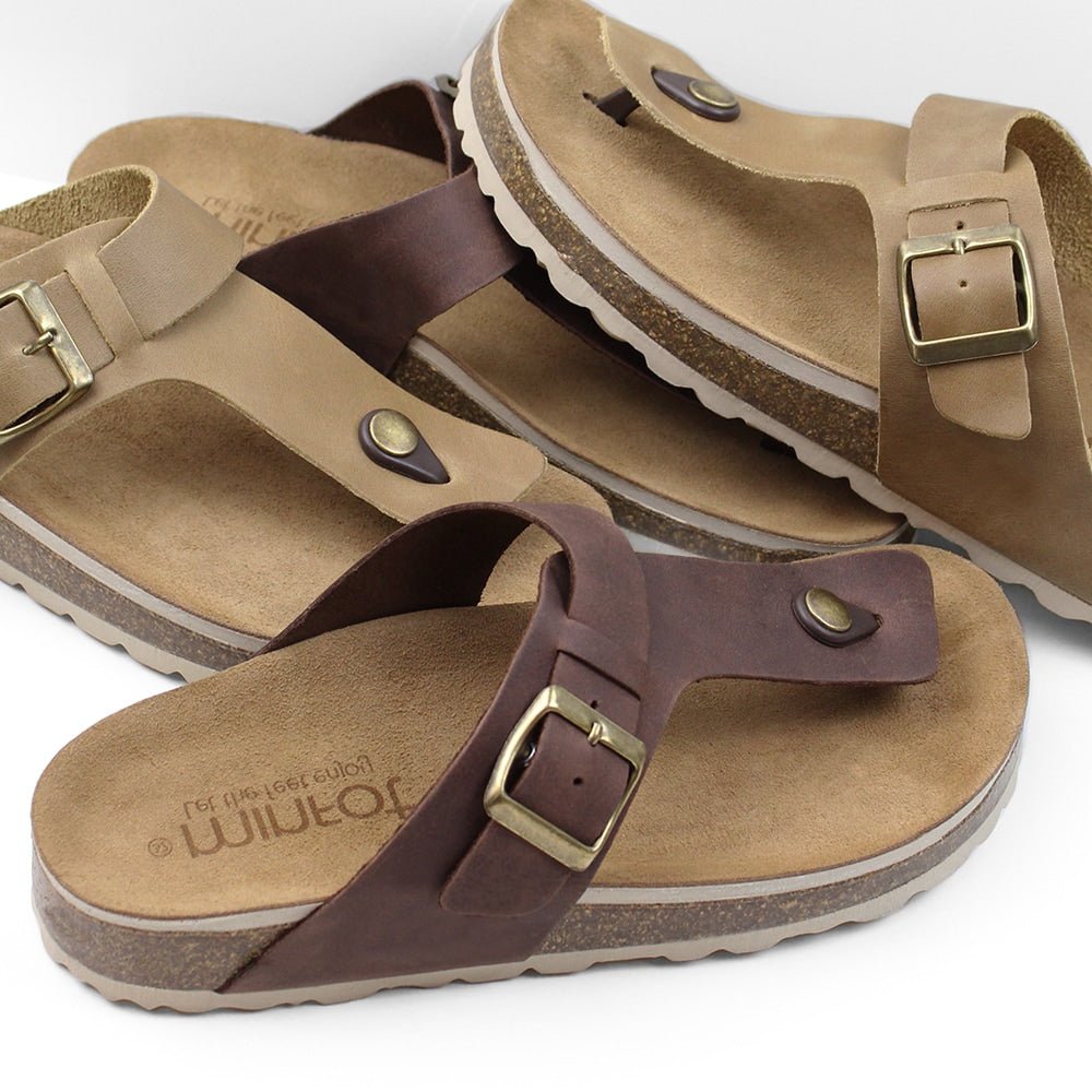 Minfot Noa Tåsandaler Läder Primo Soft Mörkbrun