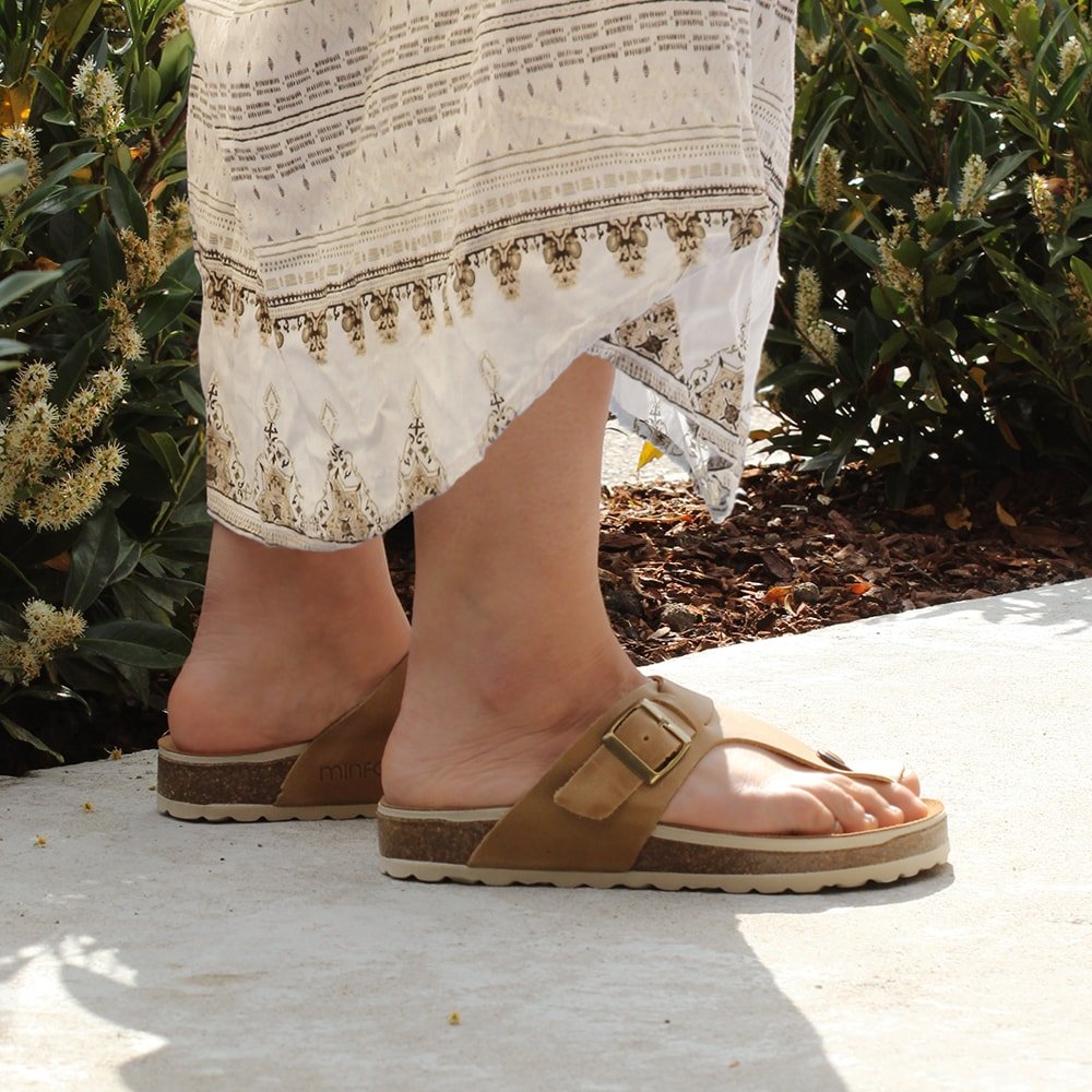 Minfot Noa Tåsandaler Läder Primo Soft Beige