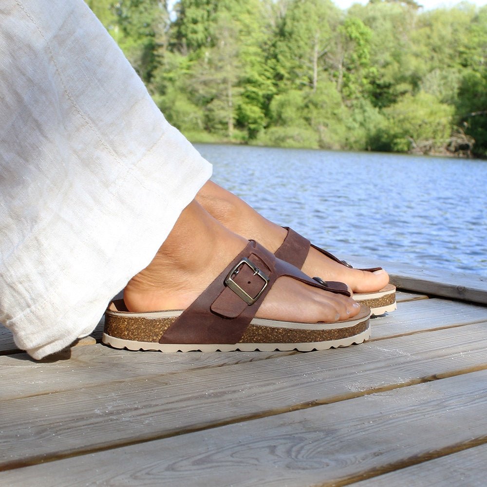 Minfot Noa Tåsandaler Läder Primo Soft Mörkbrun