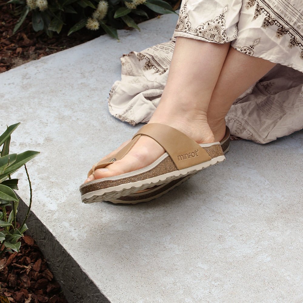 Minfot Noa Tåsandaler Läder Primo Soft Beige