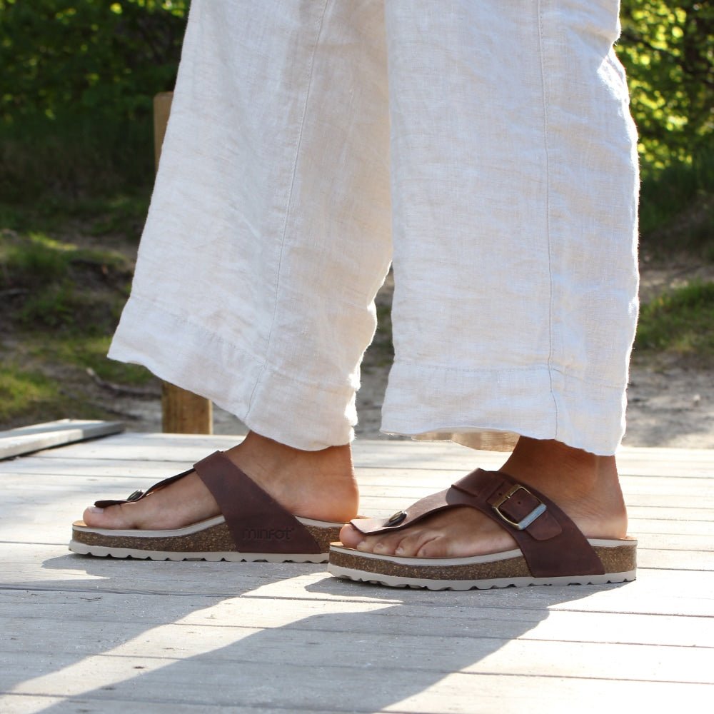 Minfot Noa Tåsandaler Läder Primo Soft Mörkbrun