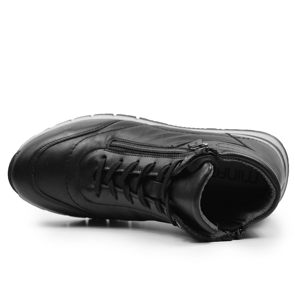 Produktbild 5 - Minfot Pim Hög Sneaker Bred Skinn Svart