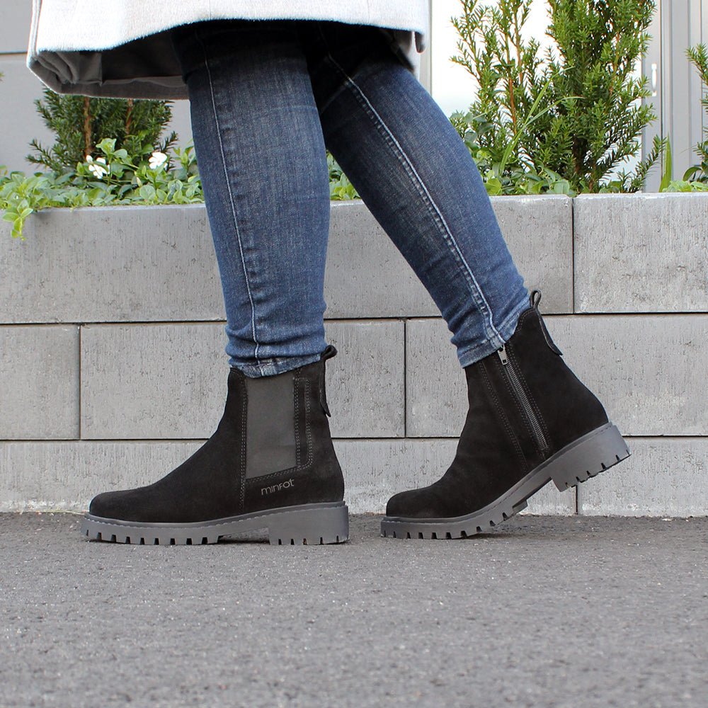 Produktbild 2 - Minfot Ribe Chelsea Boots Zip Mocka Svart