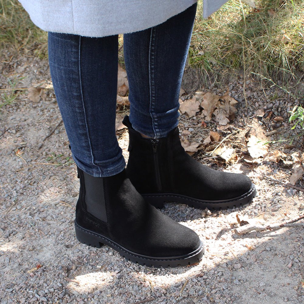 Produktbild 12 - Minfot Ribe Chelsea Boots Zip Mocka Svart