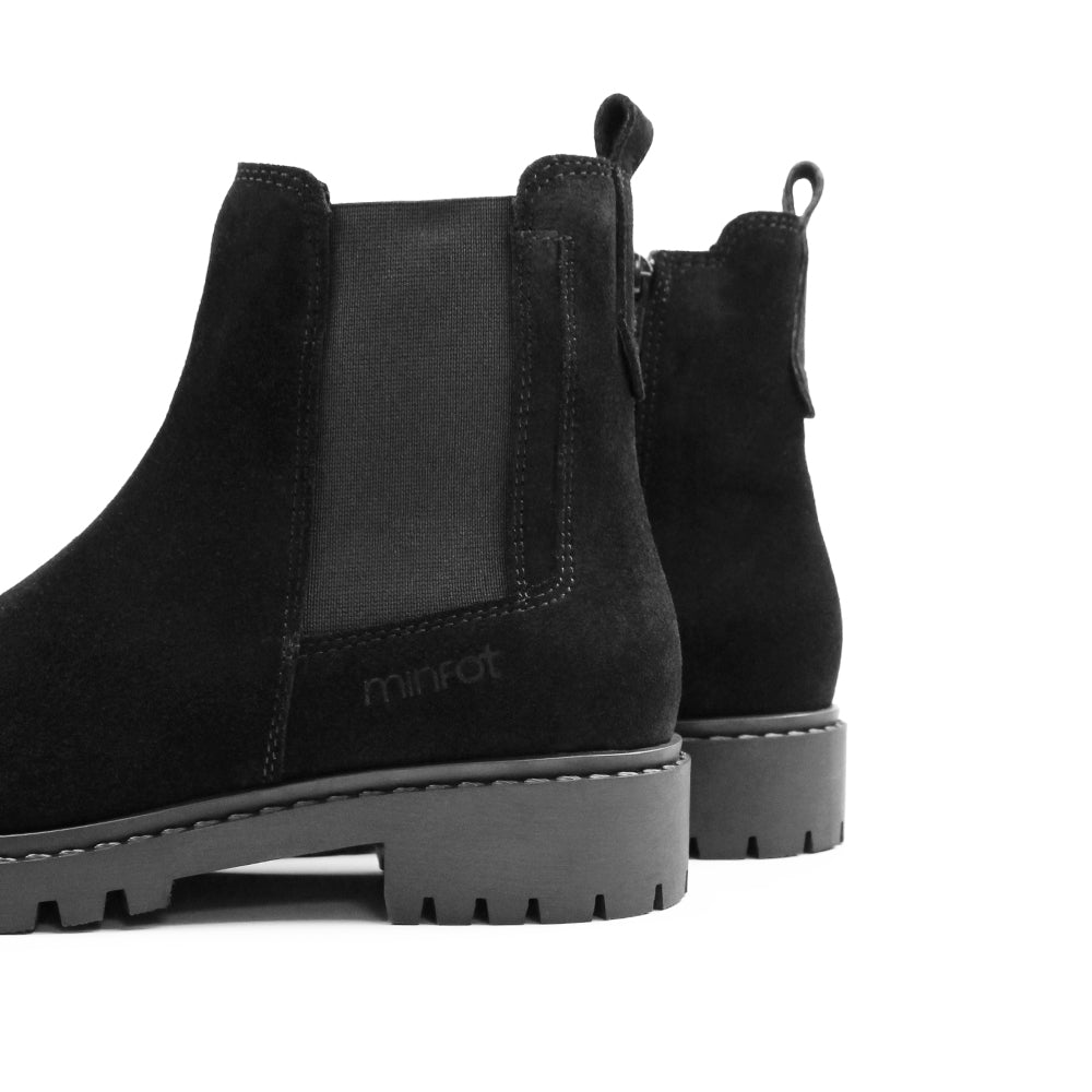 Produktbild 10 - Minfot Ribe Chelsea Boots Zip Mocka Svart