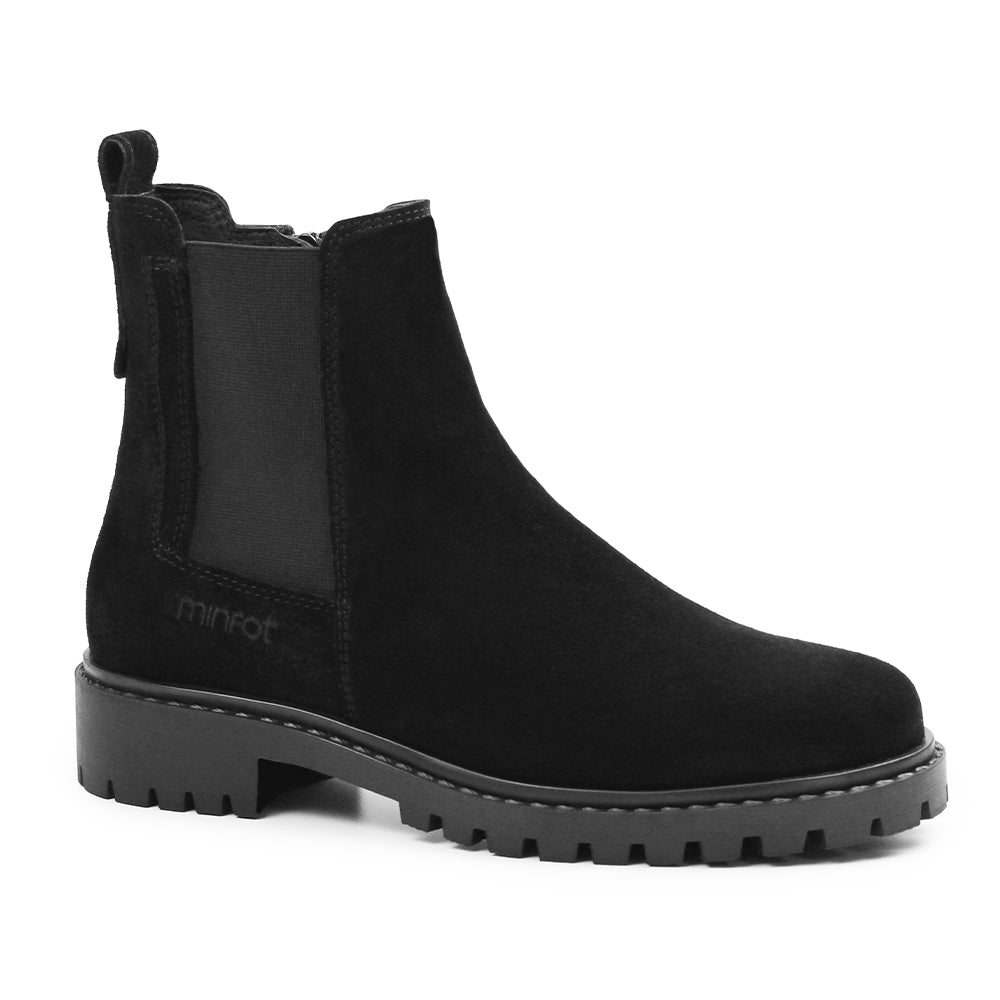 Minfot Ribe Chelsea Boots Zip Mocka Svart