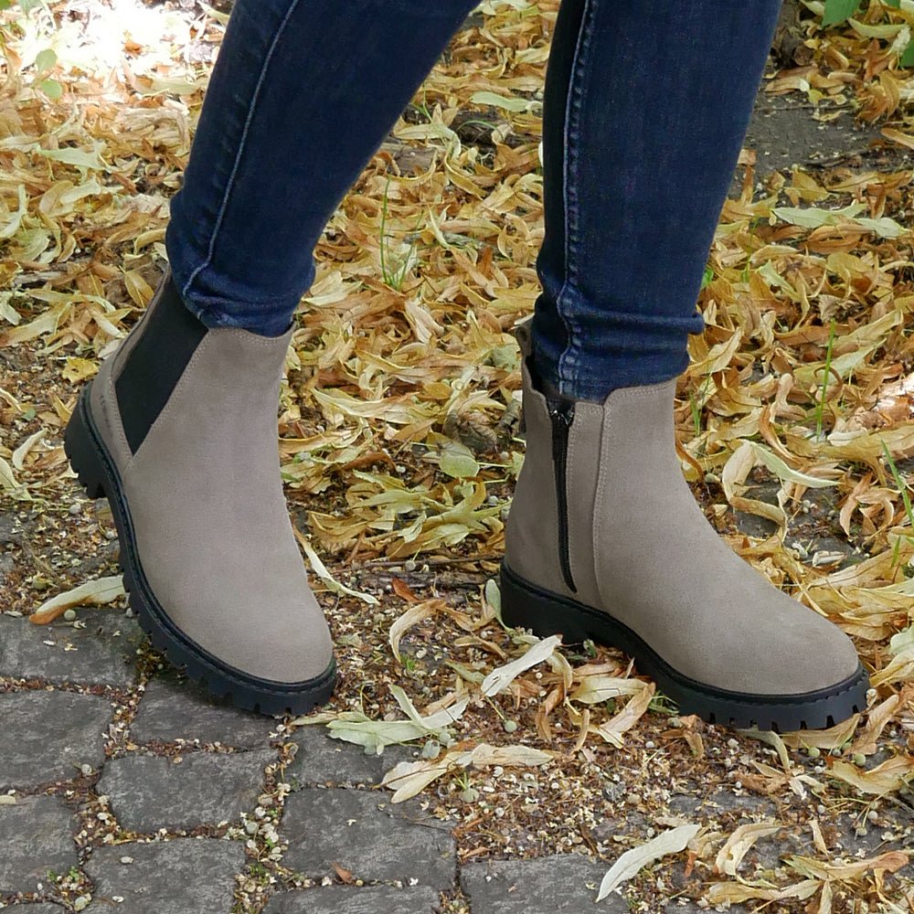 Produktbild 2 - Minfot Ribe Chelsea Boots Zip Mocka Taupe
