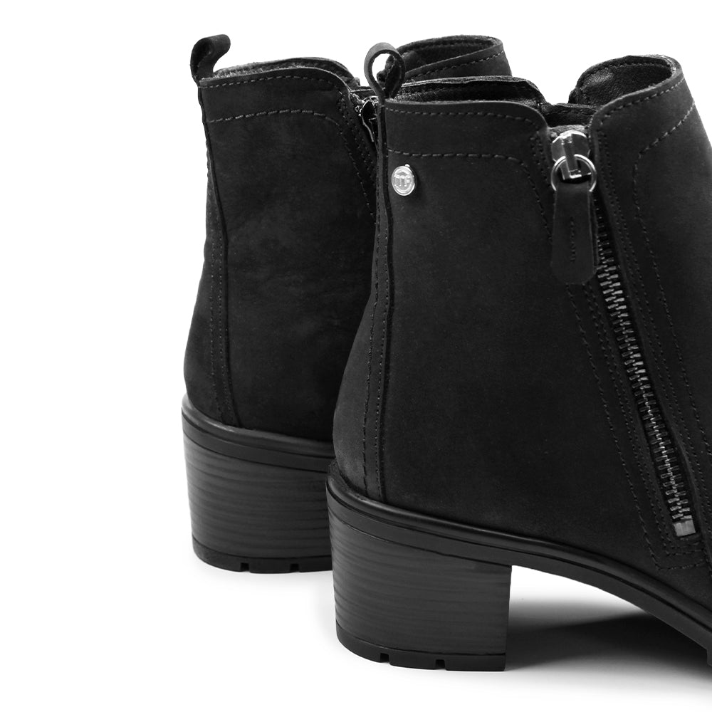 Produktbild 11 - Minfot Rue Boots med klack Dubbelzip Nubuck Svart