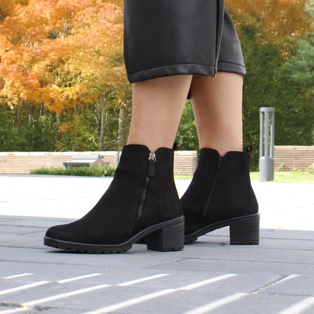 Produktbild 12 - Minfot Rue Boots med klack Dubbelzip Nubuck Svart