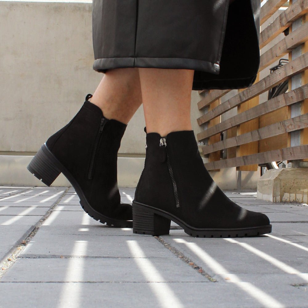 Produktbild 14 - Minfot Rue Boots med klack Dubbelzip Nubuck Svart
