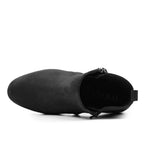 Minfot Rue Boots med klack Dam Dubbelzip Nubuck Svart