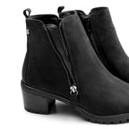 Minfot Rue Boots med klack Dam Dubbelzip Nubuck Svart