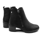 Minfot Rue Boots med klack Dam Dubbelzip Nubuck Svart