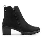 Minfot Rue Boots med klack Dam Dubbelzip Nubuck Svart