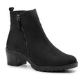 Minfot Rue Boots med klack Dam Dubbelzip Nubuck Svart