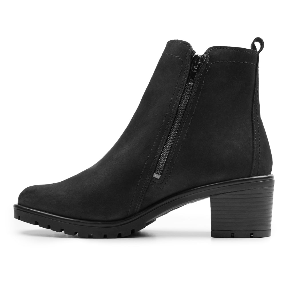 Produktbild 4 - Minfot Rue Boots med klack Dubbelzip Nubuck Svart