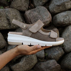 Minfot Sandal Komfort Bea Hälrem Stretch Mocka Beige