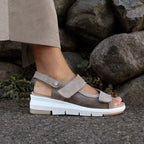 Minfot Sandal Komfort Bea Hälrem Stretch Mocka Beige