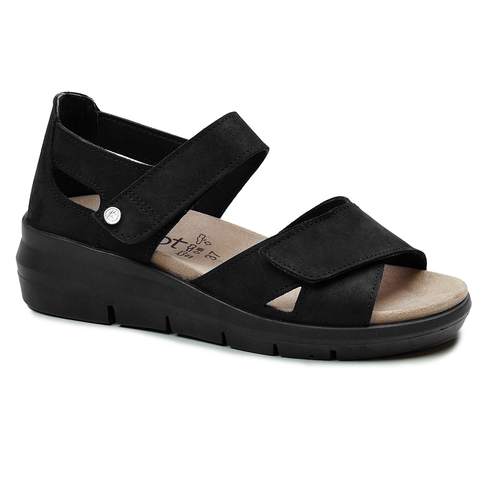Minfot Sandal Komfort Mia med Hälkappa Nubuck Svart