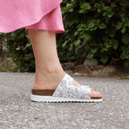 Minfot Sandaler Mjuk Bio Tropical Flowers Vit