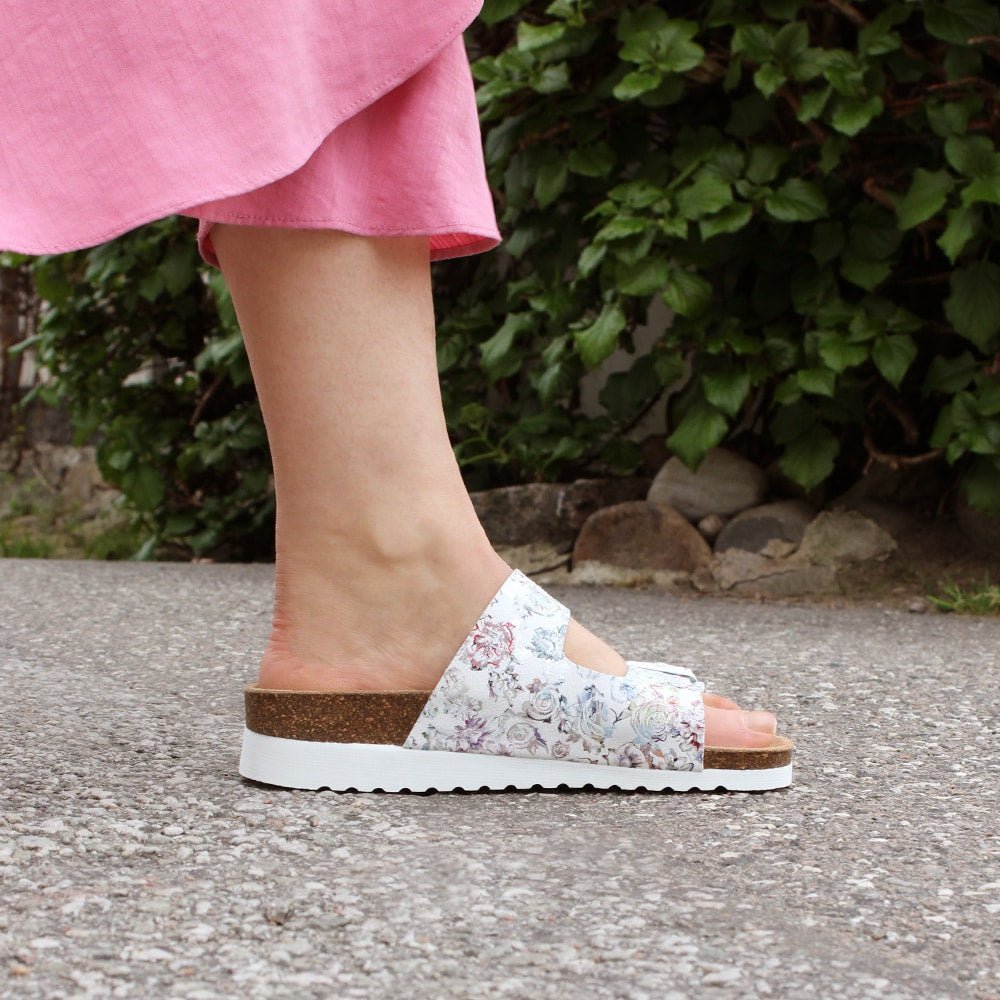 Minfot Sandaler Mjuk Bio Tropical Flowers Vit