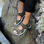 Minfot Sandhamn Sandaler Dam Nubuck Olivgrön