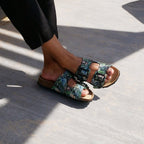 Minfot Softstep Sandaler Dam Biosandal 2-remmar Tropical Glow Svart