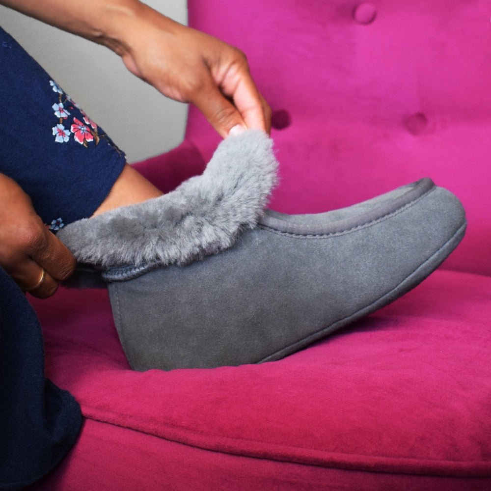 Minfot Fårskinnstofflor Sunne Grå Mocka