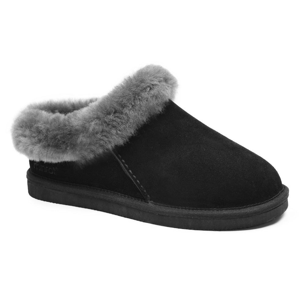 Minfot Tofflor Fårskinn Bergen med sula Svart