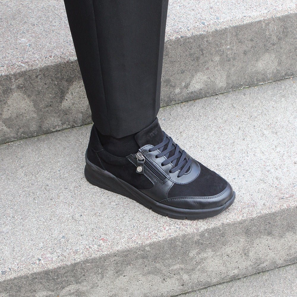 Minfot Vei Sneaker Stretch Nubuck Svart Oxid