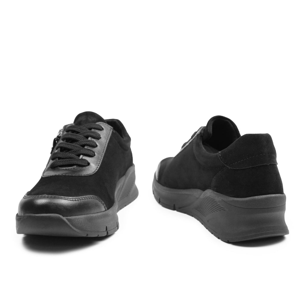 Minfot Vei Sneaker Stretch Nubuck Svart Oxid