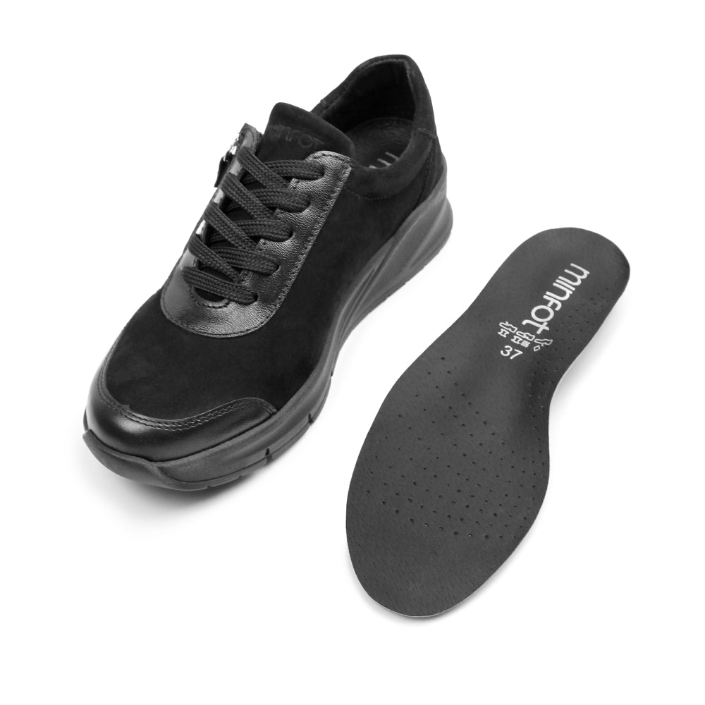 Minfot Vei Sneaker Stretch Nubuck Svart Oxid