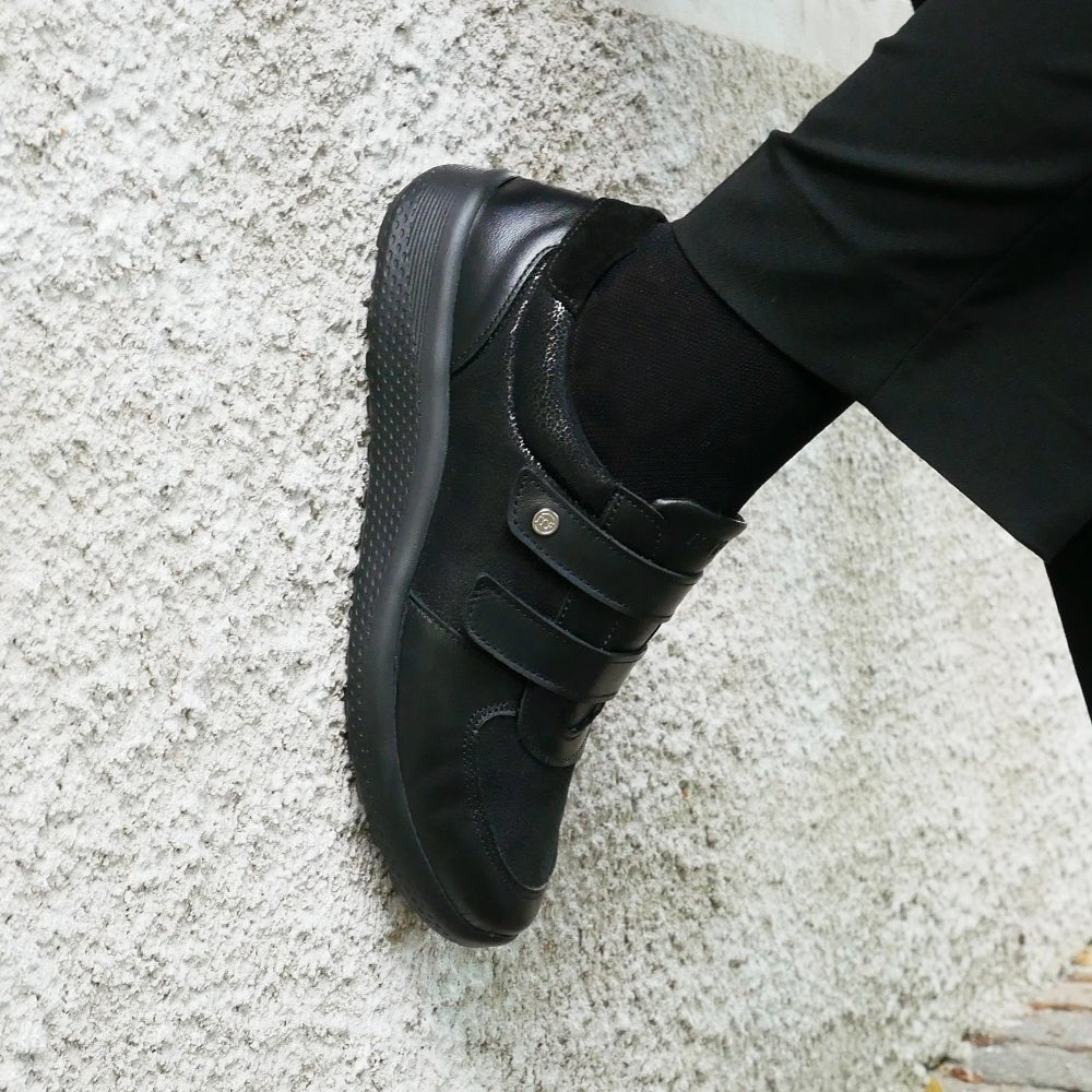 Produktbild 2 - Minfot Way Sneaker Bred Stretch med kardborre Svart