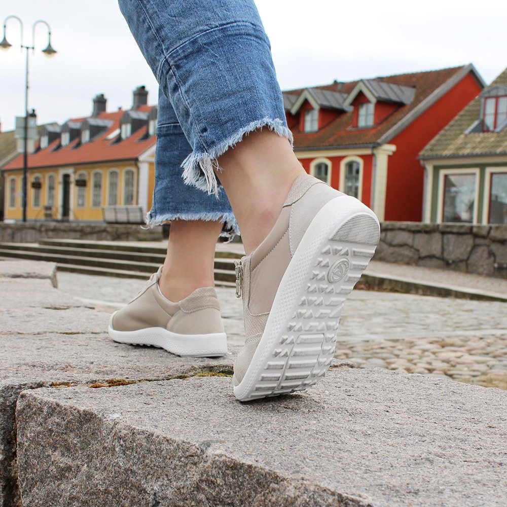 Produktbild 16 - Minfot Way Sneaker Bred Stretch Zip Beige