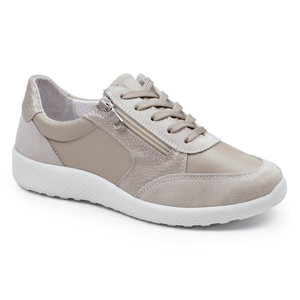 RESALE Minfot Way Sneaker Bred Stretch Zip Beige