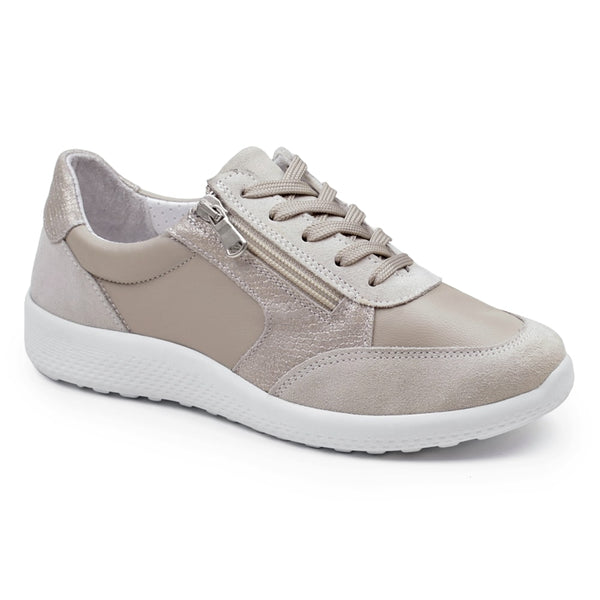 RESALE Minfot Way Sneaker Bred Stretch Zip Beige
