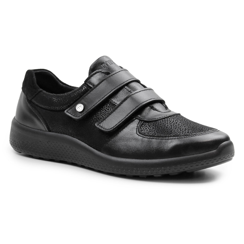 Minfot Way Sneaker Bred Stretch med kardborre Svart